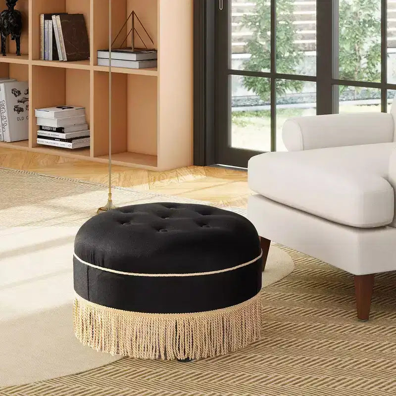 Jennifer Taylor Home Yolanda Ottoman Rond d'Appoint Rembourré 24 po