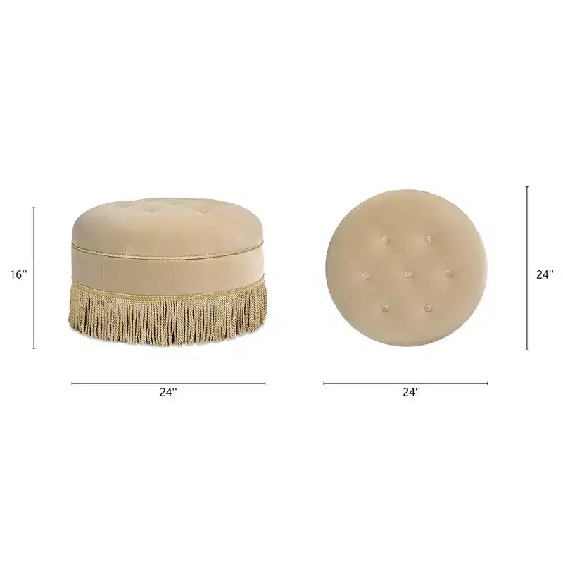 Jennifer Taylor Home Yolanda Ottoman Rond d'Appoint Rembourré 24 po