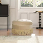 Jennifer Taylor Home Yolanda Ottoman Rond d'Appoint Rembourré 24 po