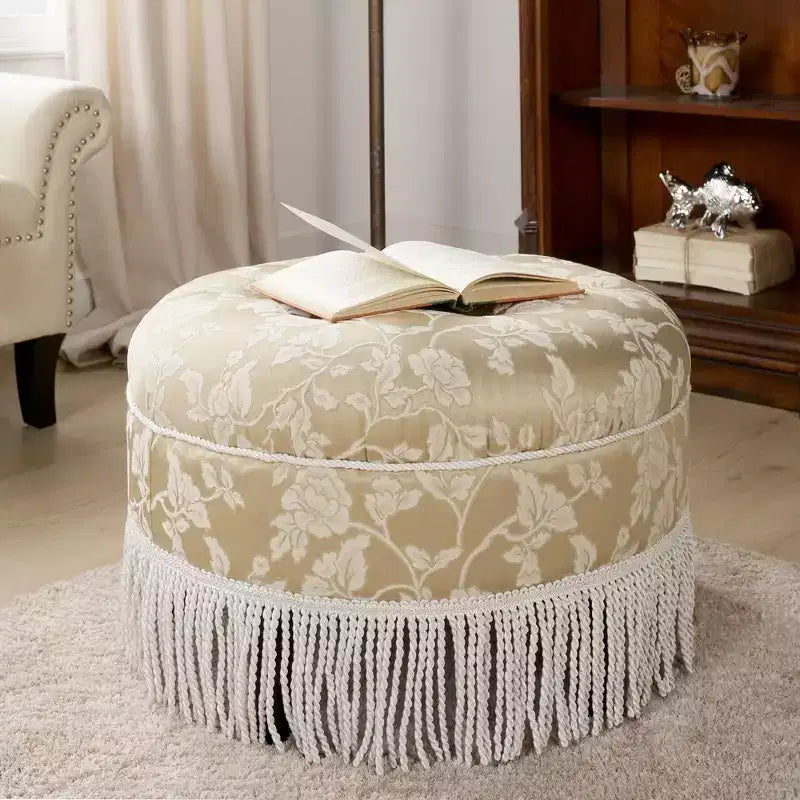 Jennifer Taylor Home Yolanda Ottoman Rond d'Appoint Rembourré 24 po