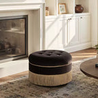 Jennifer Taylor Home Yolanda Ottoman Rond d'Appoint Rembourré 24 po