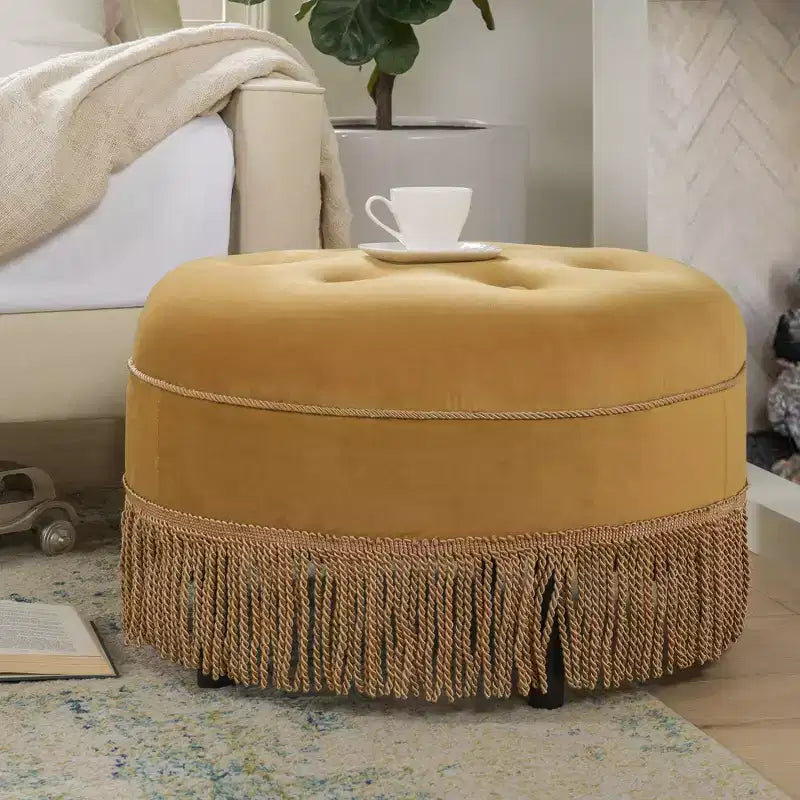 Jennifer Taylor Home Yolanda Ottoman Rond d'Appoint Rembourré 24 po