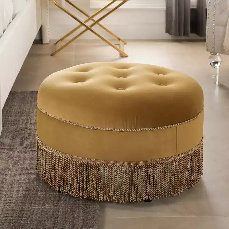 Jennifer Taylor Home Yolanda Ottoman Rond d'Appoint Rembourré 24 po