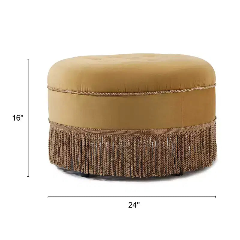 Jennifer Taylor Home Yolanda Ottoman Rond d'Appoint Rembourré 24 po