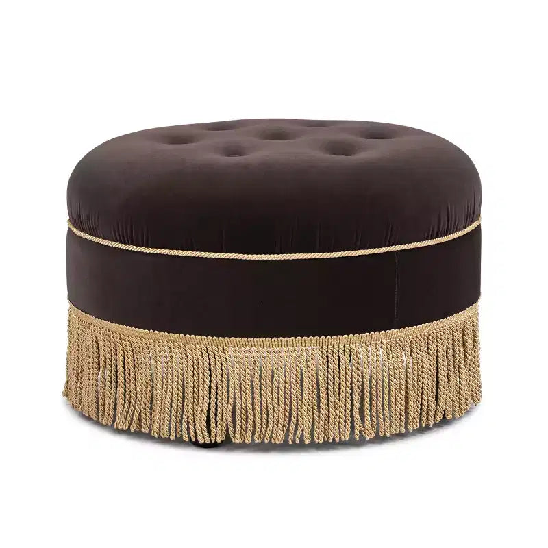 Jennifer Taylor Home Yolanda Ottoman Rond d'Appoint Rembourré 24 po