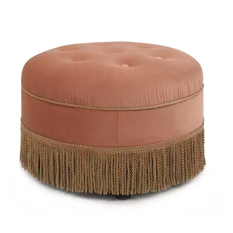 Jennifer Taylor Home Yolanda Ottoman Rond d'Appoint Rembourré 24 po