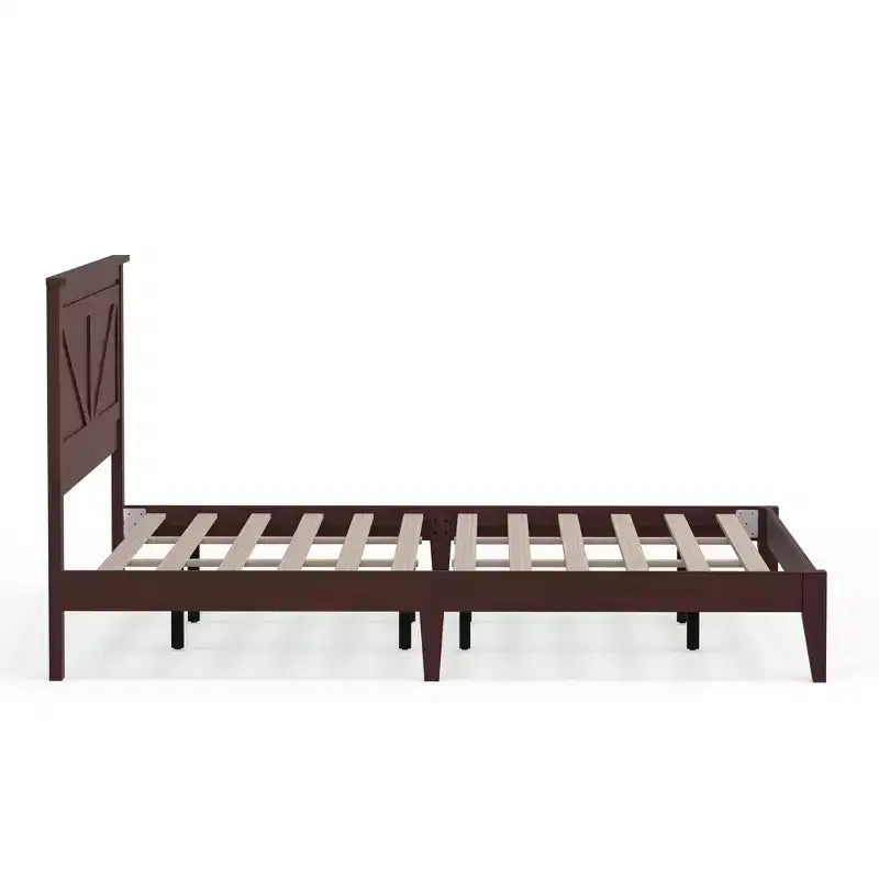 Lit plateforme en bois massif de style campagnard Glenwillow Home