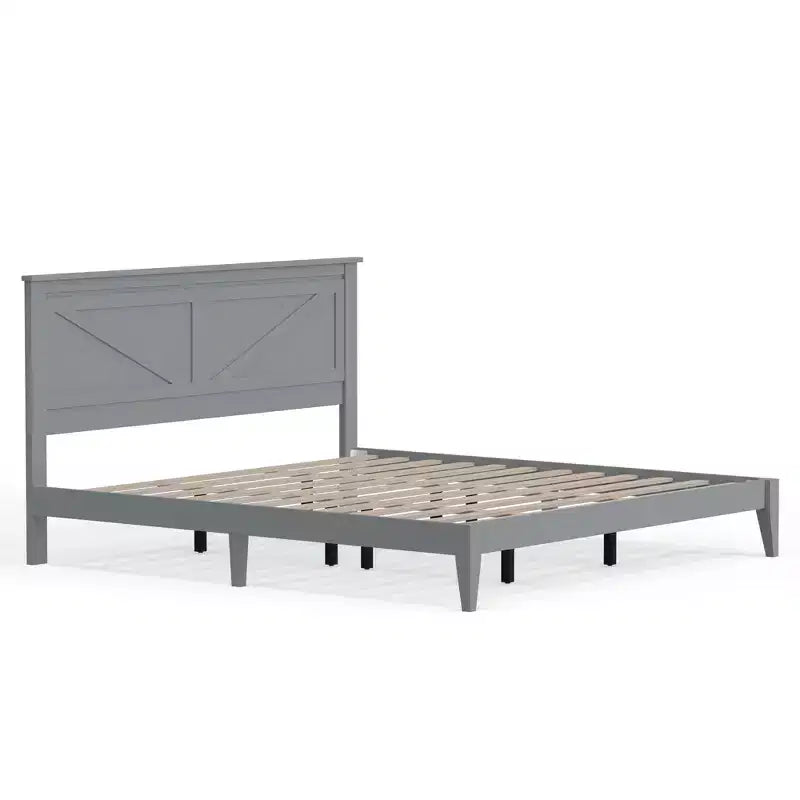 Lit plateforme en bois massif de style campagnard Glenwillow Home