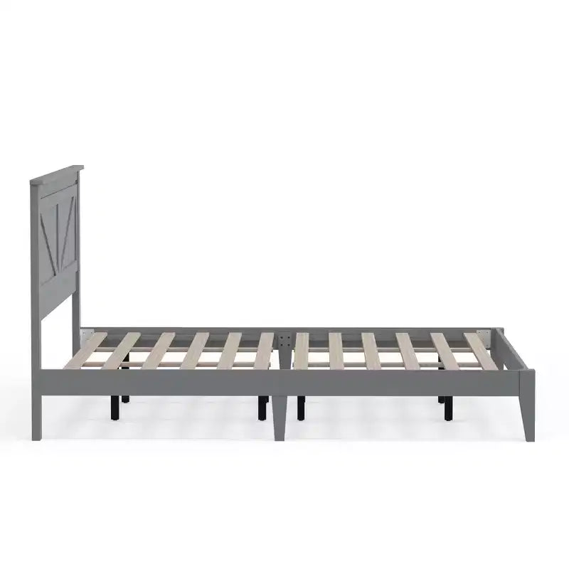 Lit plateforme en bois massif de style campagnard Glenwillow Home