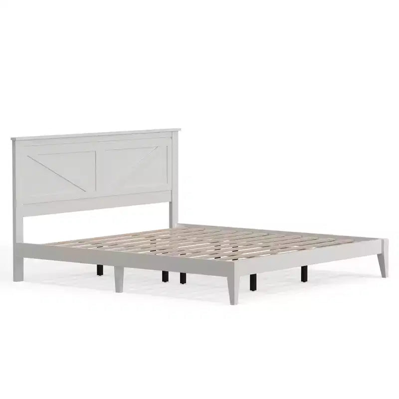 Lit plateforme en bois massif de style campagnard Glenwillow Home
