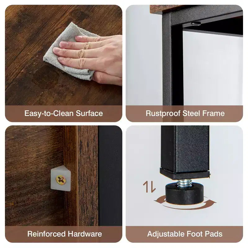 Buffet de cuisine Costway avec étagère ouverte à 3 compartiments Noir/Rustique