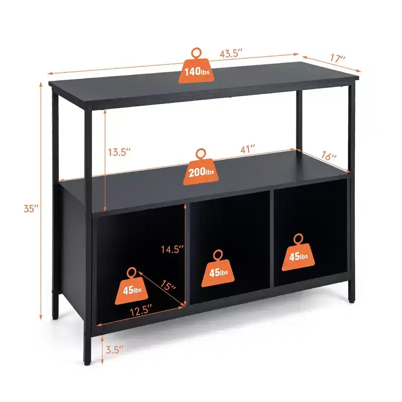 Buffet de cuisine Costway avec étagère ouverte à 3 compartiments Noir/Rustique