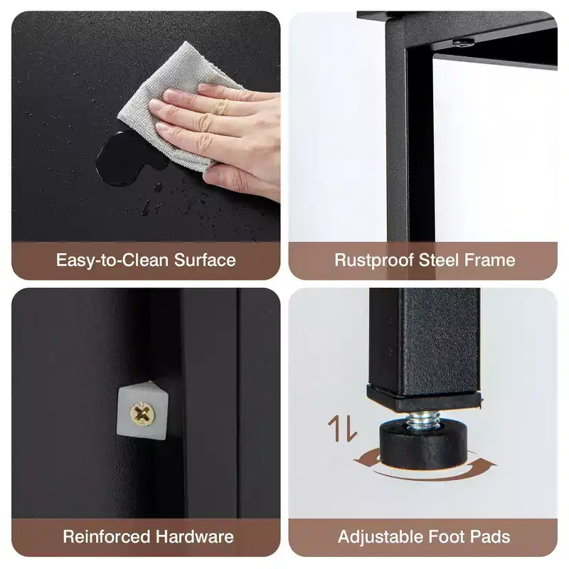 Buffet de cuisine Costway avec étagère ouverte à 3 compartiments Noir/Rustique