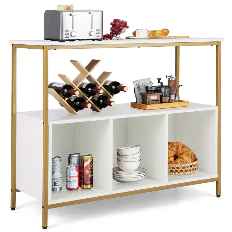 Buffet de cuisine Costway avec étagère ouverte à 3 compartiments Noir/Rustique