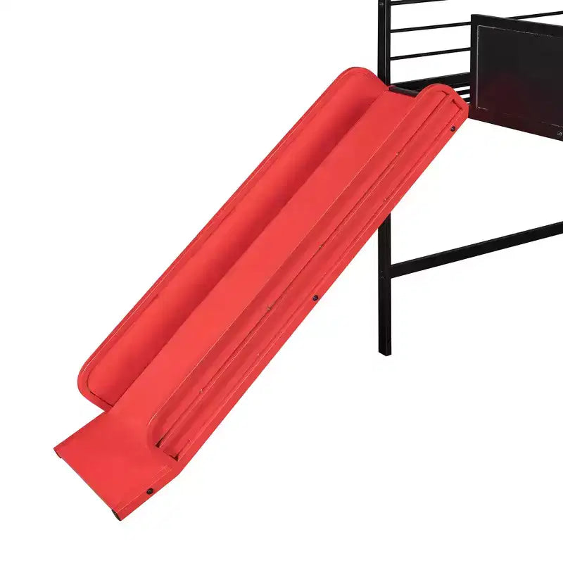 Lit mezzanine cabane une place avec toboggan et tableau inscriptible, cadre en métal robuste avec aire de jeux amusante - ModernLuxe