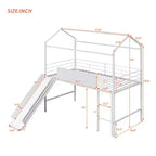 Lit mezzanine cabane une place avec toboggan et tableau inscriptible, cadre en métal robuste avec aire de jeux amusante - ModernLuxe