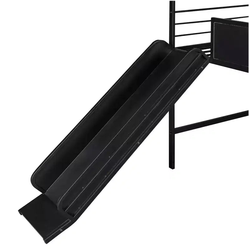 Lit mezzanine cabane une place avec toboggan et tableau inscriptible, cadre en métal robuste avec aire de jeux amusante - ModernLuxe