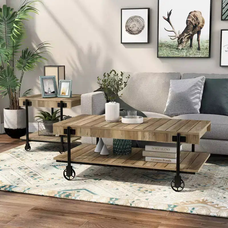 Ensemble de 2 tables basses industrielles Huntingdale - miBasics