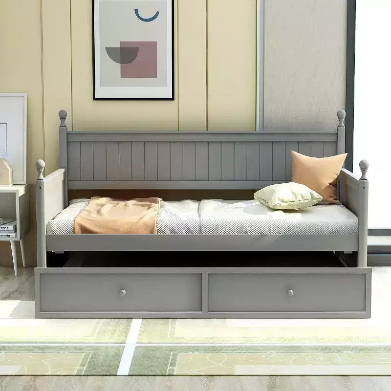 Lit de repos double en bois avec lit gigogne - ModernLuxe