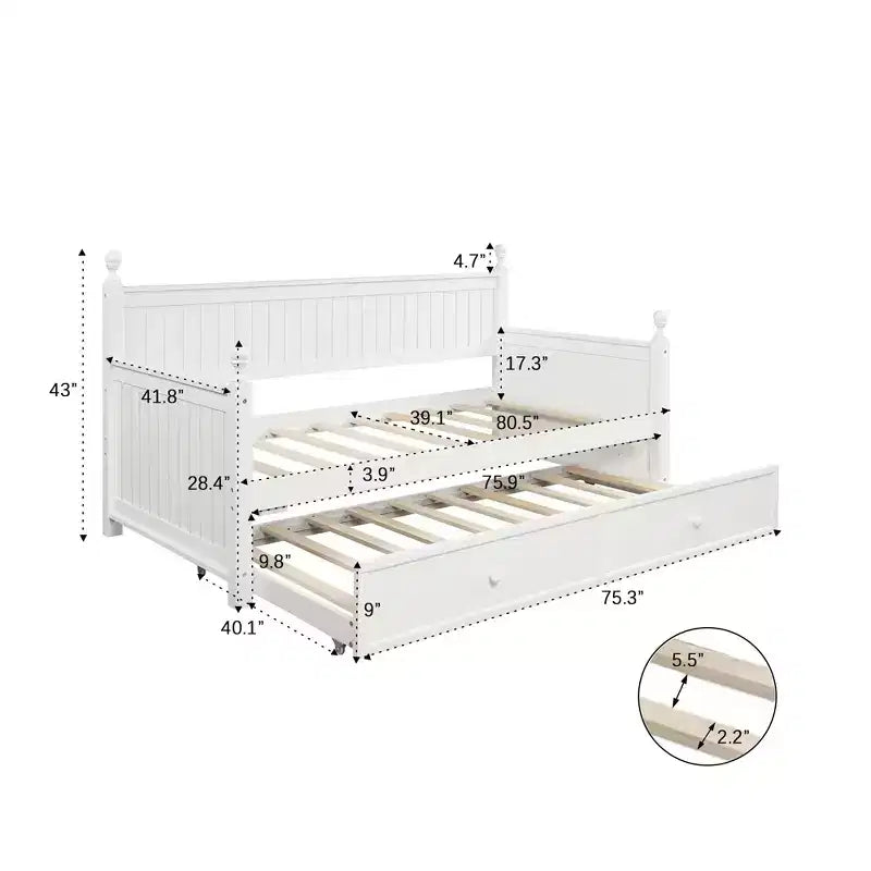 Lit de repos double en bois avec lit gigogne - ModernLuxe