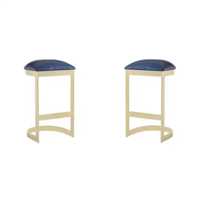 Set of 2 Aura Upholstered Stainless Steel Barstools - Manhattan Comfort
