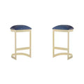 Set of 2 Aura Upholstered Stainless Steel Barstools - Manhattan Comfort