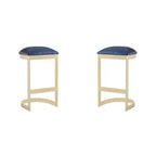 Set of 2 Aura Upholstered Stainless Steel Barstools - Manhattan Comfort