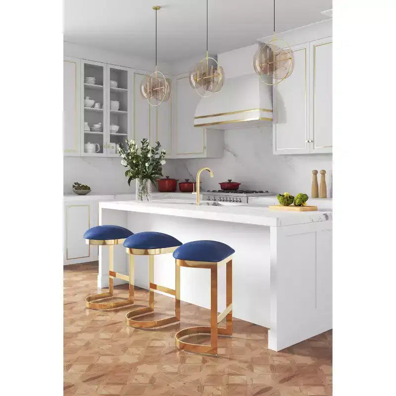 Lot de 2 tabourets de bar Aura rembourrés en acier inoxydable - Manhattan Comfort