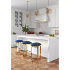 Lot de 2 tabourets de bar Aura rembourrés en acier inoxydable - Manhattan Comfort