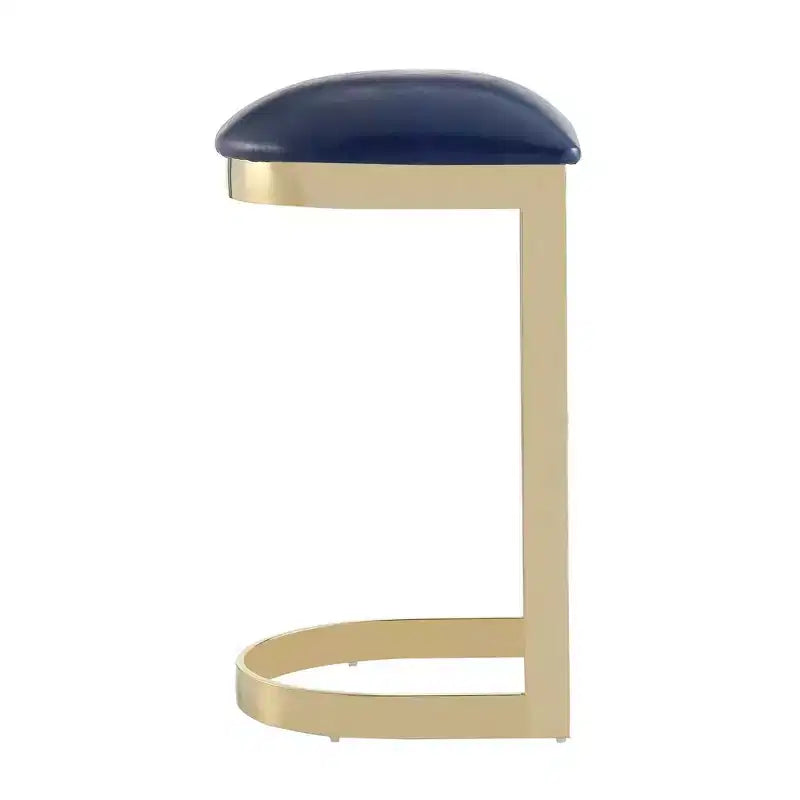 Lot de 2 tabourets de bar Aura rembourrés en acier inoxydable - Manhattan Comfort