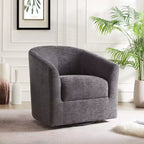 Fauteuil tonneau rembourré en bois Liria pour salon avec piètement pivotant en métal | ART OF LIVING DESIGNS