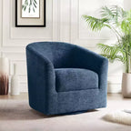 Fauteuil tonneau rembourré en bois Liria pour salon avec piètement pivotant en métal | ART OF LIVING DESIGNS
