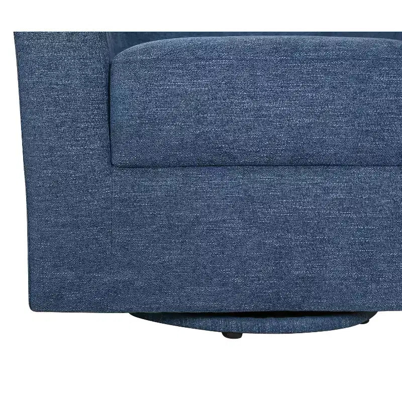 Fauteuil tonneau rembourré en bois Liria pour salon avec piètement pivotant en métal | ART OF LIVING DESIGNS