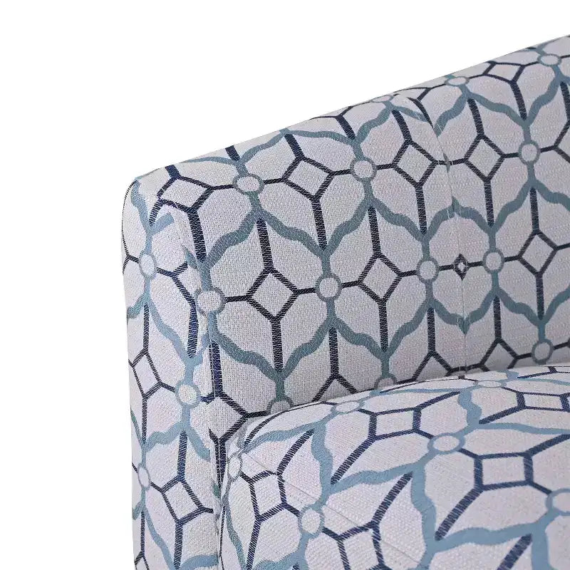 Fauteuil tonneau rembourré en bois Liria pour salon avec piètement pivotant en métal | ART OF LIVING DESIGNS