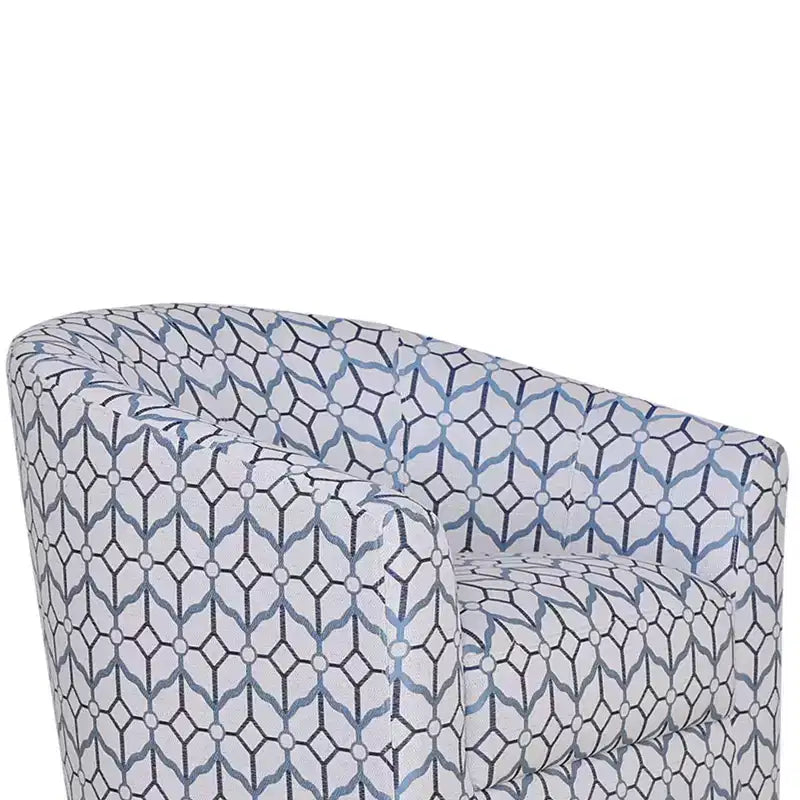 Fauteuil tonneau rembourré en bois Liria pour salon avec piètement pivotant en métal | ART OF LIVING DESIGNS