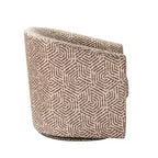 Fauteuil tonneau rembourré en bois Liria pour salon avec piètement pivotant en métal | ART OF LIVING DESIGNS