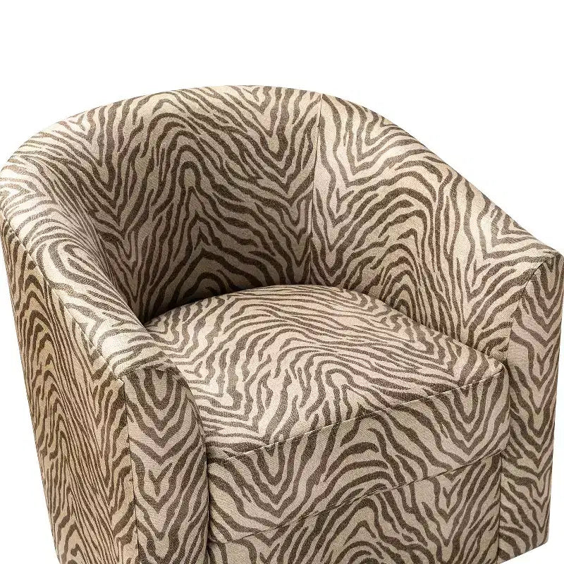 Fauteuil tonneau rembourré en bois Liria pour salon avec piètement pivotant en métal | ART OF LIVING DESIGNS