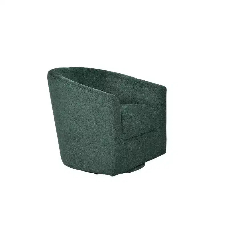 Fauteuil tonneau rembourré en bois Liria pour salon avec piètement pivotant en métal | ART OF LIVING DESIGNS