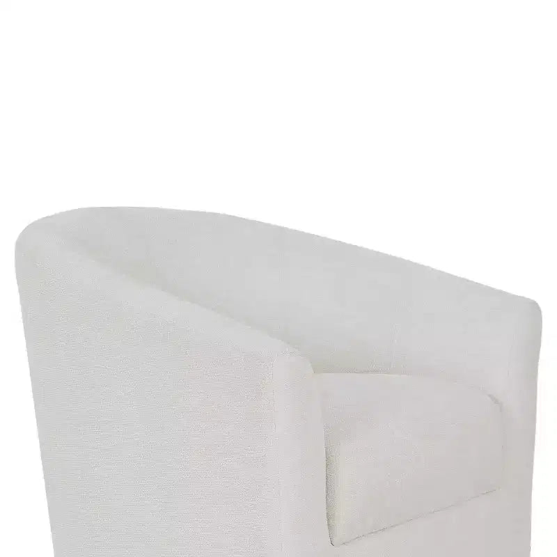 Fauteuil tonneau rembourré en bois Liria pour salon avec piètement pivotant en métal | ART OF LIVING DESIGNS