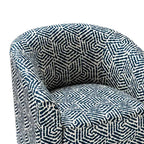 Fauteuil tonneau rembourré en bois Liria pour salon avec piètement pivotant en métal | ART OF LIVING DESIGNS