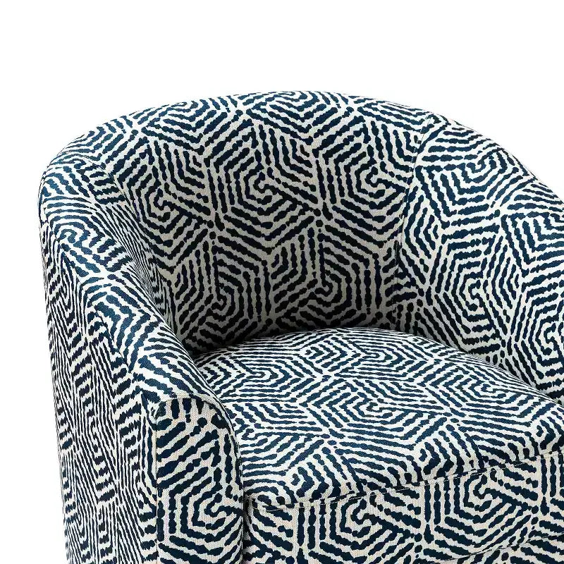 Fauteuil tonneau rembourré en bois Liria pour salon avec piètement pivotant en métal | ART OF LIVING DESIGNS