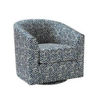Fauteuil tonneau rembourré en bois Liria pour salon avec piètement pivotant en métal | ART OF LIVING DESIGNS