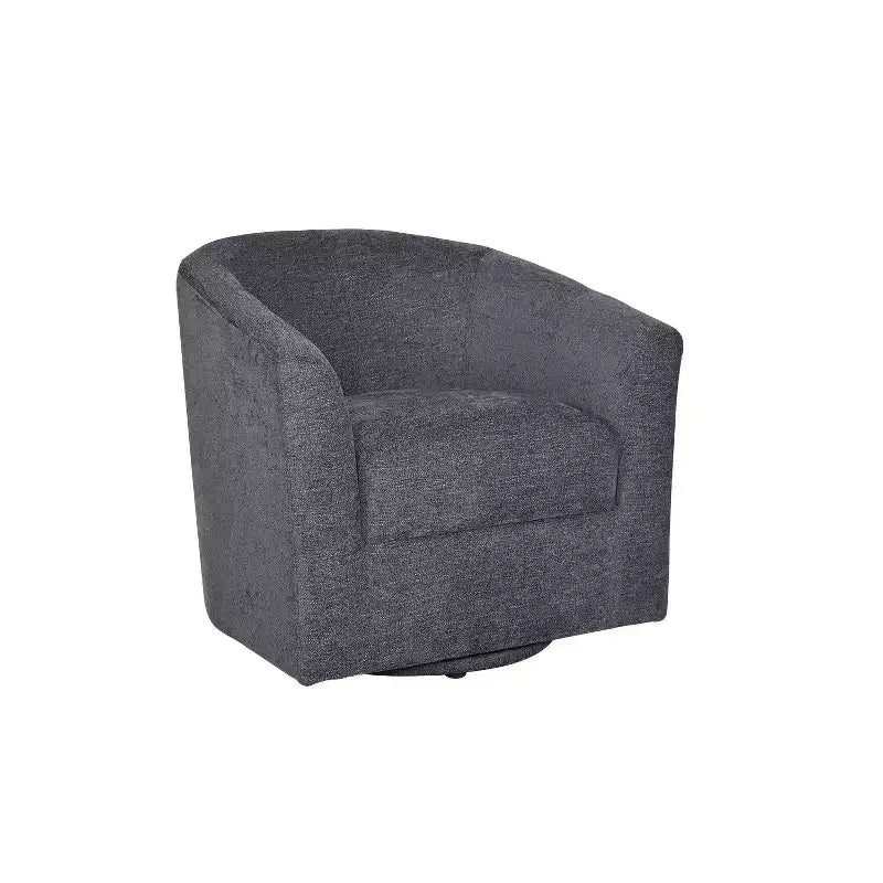 Fauteuil tonneau rembourré en bois Liria pour salon avec piètement pivotant en métal | ART OF LIVING DESIGNS