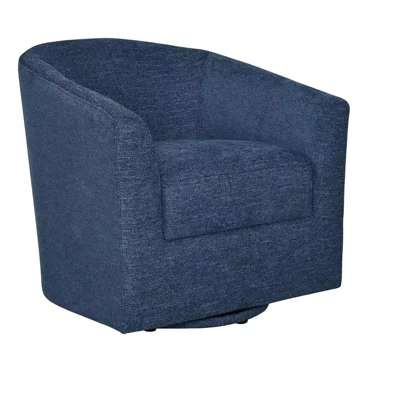 Fauteuil tonneau rembourré en bois Liria pour salon avec piètement pivotant en métal | ART OF LIVING DESIGNS