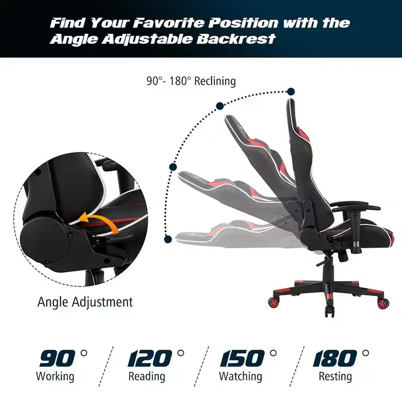 Ensemble Bureau de Gamer en X et Fauteuil de Massage Style Racing Costway pour Bureau à Domicile Noir+Blanc/Bleu/Gris/Rouge