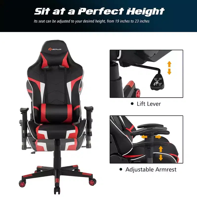 Ensemble Bureau de Gamer en X et Fauteuil de Massage Style Racing Costway pour Bureau à Domicile Noir+Blanc/Bleu/Gris/Rouge