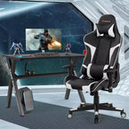 Ensemble Bureau de Gamer en X et Fauteuil de Massage Style Racing Costway pour Bureau à Domicile Noir+Blanc/Bleu/Gris/Rouge