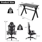 Ensemble Bureau de Gamer en X et Fauteuil de Massage Style Racing Costway pour Bureau à Domicile Noir+Blanc/Bleu/Gris/Rouge
