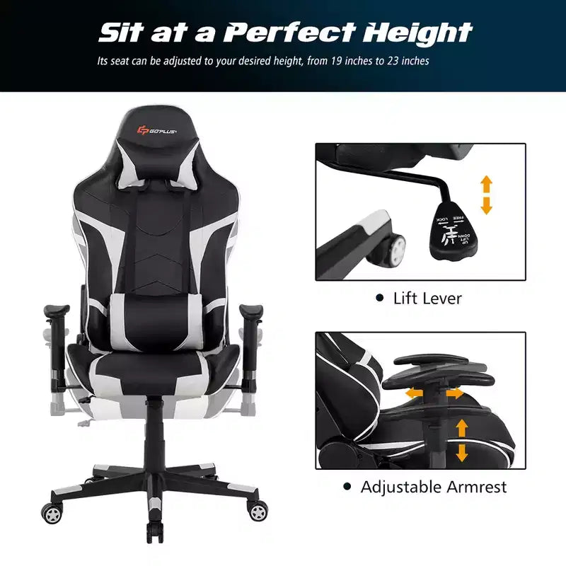 Ensemble Bureau de Gamer en X et Fauteuil de Massage Style Racing Costway pour Bureau à Domicile Noir+Blanc/Bleu/Gris/Rouge