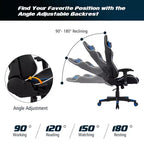 Ensemble Bureau de Gamer en X et Fauteuil de Massage Style Racing Costway pour Bureau à Domicile Noir+Blanc/Bleu/Gris/Rouge